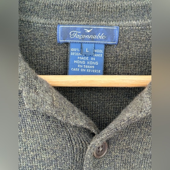 Faconnable 100% Merino Wool collared sweater L - Picture 2 of 10